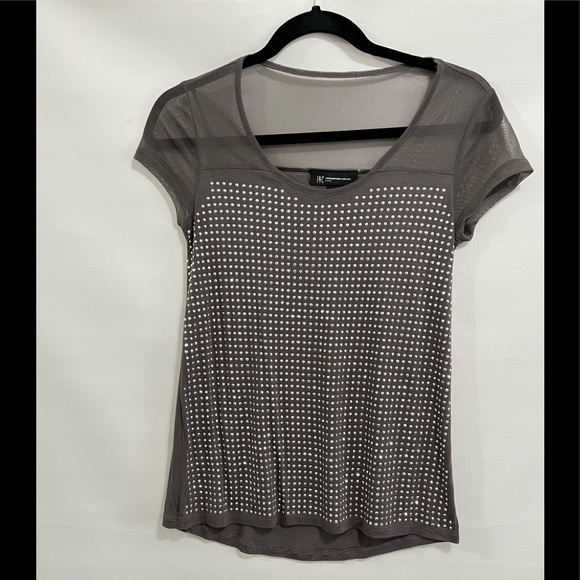 International Concepts shirt, top gray sz petite (maybe PM)with rhinestones EUC - Picture 1 of 12